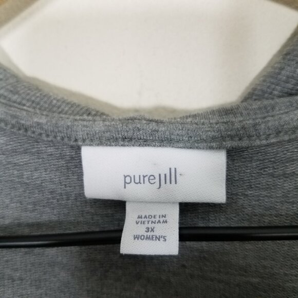 Pure Jill Hooded Open Front Cardigan with Pockets Gray Size 3X - Picture 5 of 7